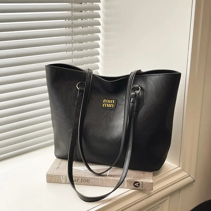 Brown Leather Tote Bag for Women Large Capacity Casual Shoulder Bag — feature 15