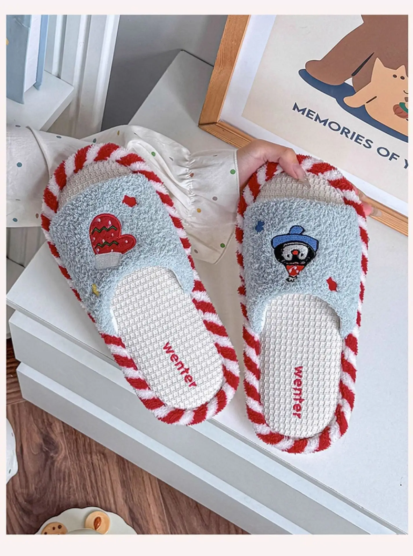 Women Cotton Slippers Red White Maternity Autumn Winter 2025 — feature 11