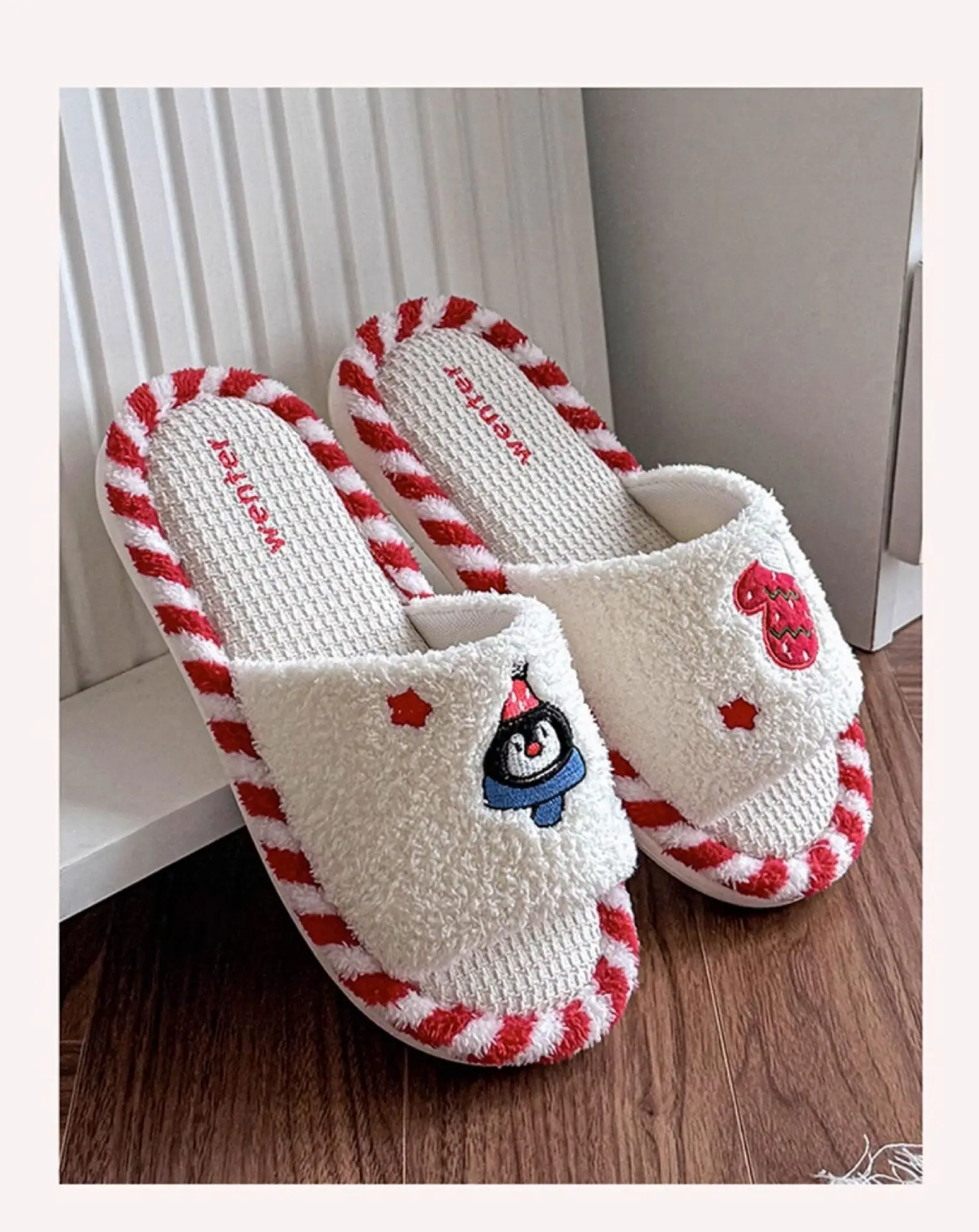 Women Cotton Slippers Red White Maternity Autumn Winter 2025 — feature 13