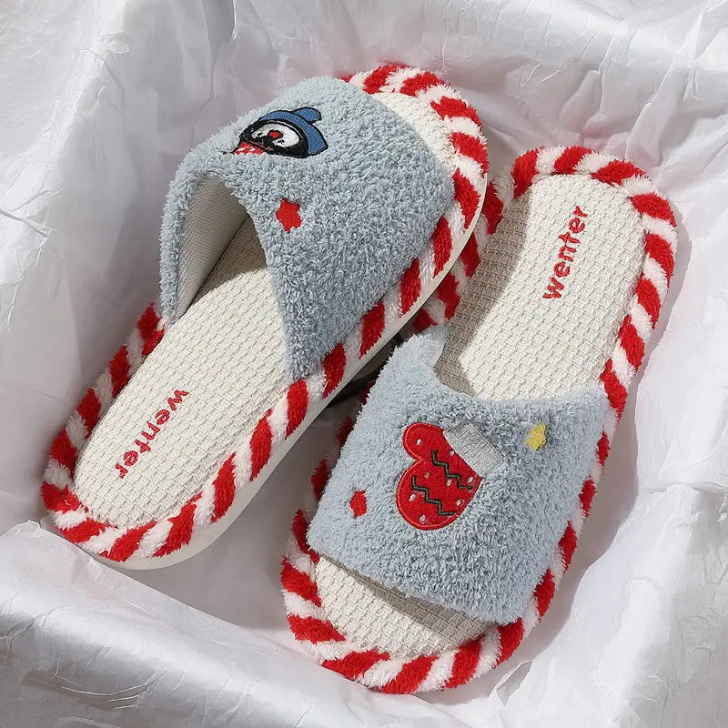 Women Cotton Slippers Red White Maternity Autumn Winter 2025 - Image 2
