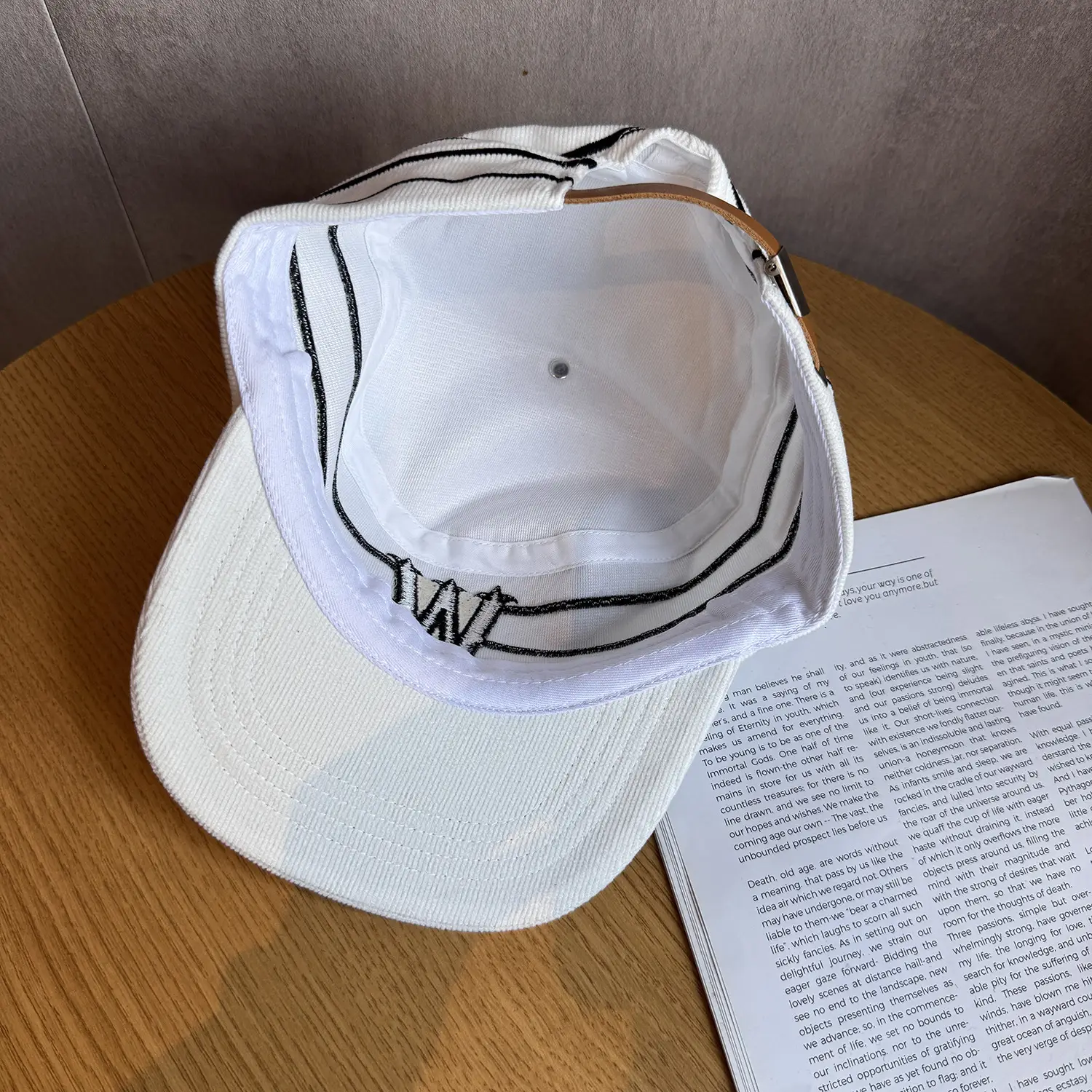 Japanese Retro Corduroy Baseball Cap Women Winter Black Letter Embroidery - Image 6