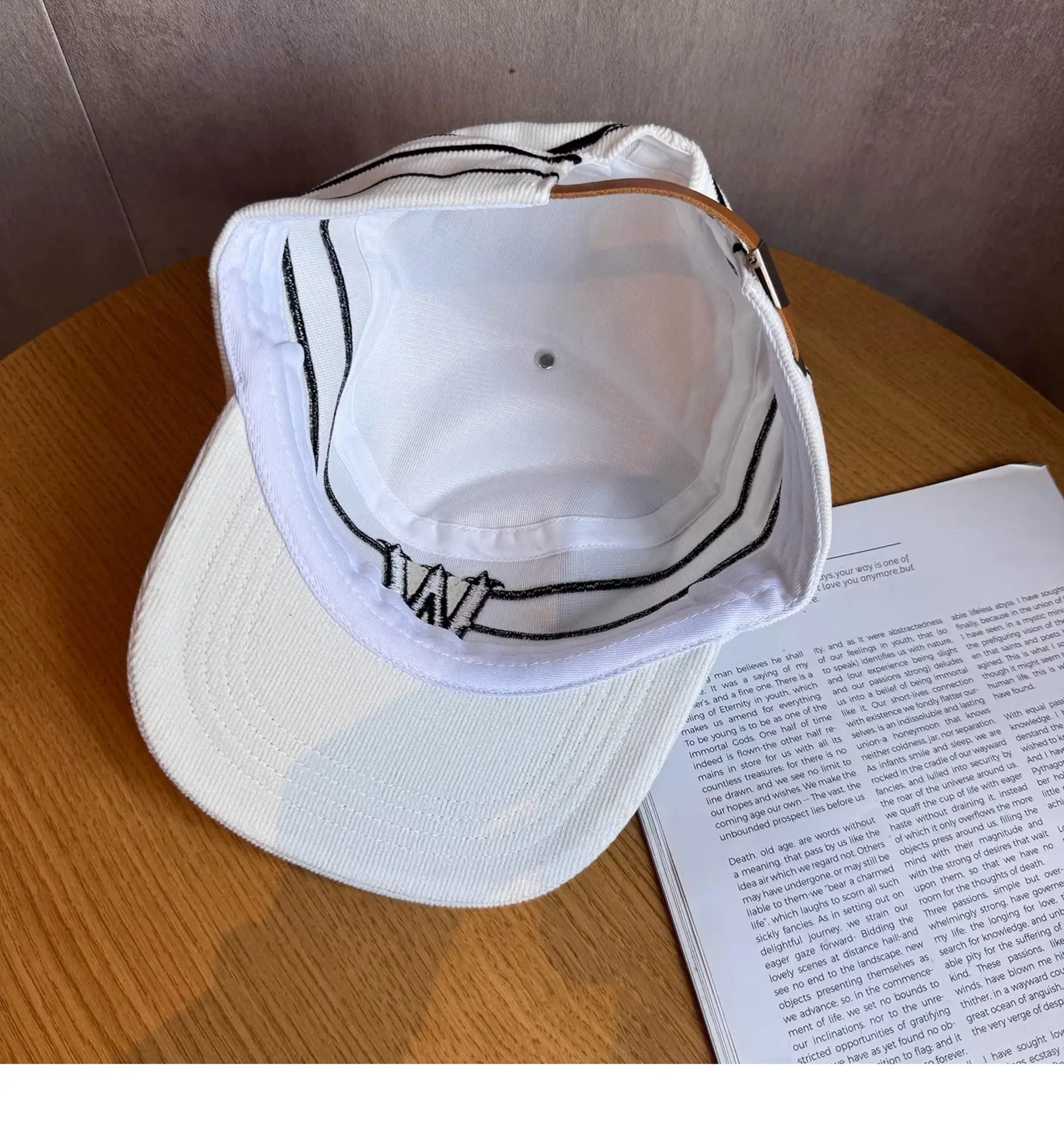 Japanese Retro Corduroy Baseball Cap Women Winter Black Letter Embroidery — feature 5