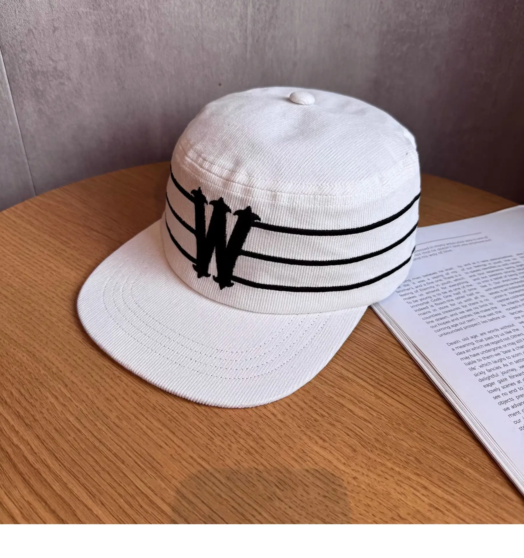 Japanese Retro Corduroy Baseball Cap Women Winter Black Letter Embroidery — feature 6