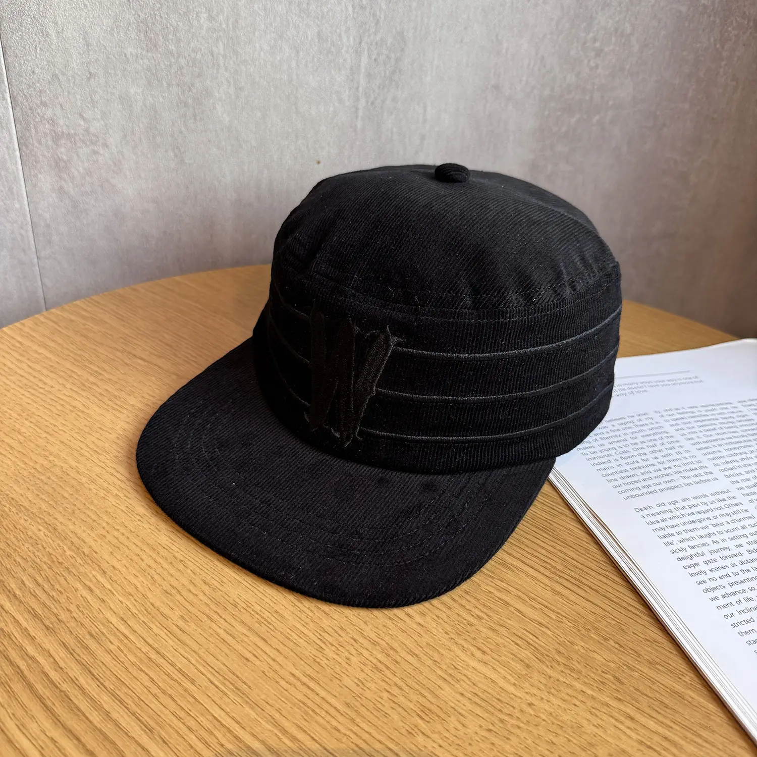 Japanese Retro Corduroy Baseball Cap Women Winter Black Letter Embroidery — feature 7