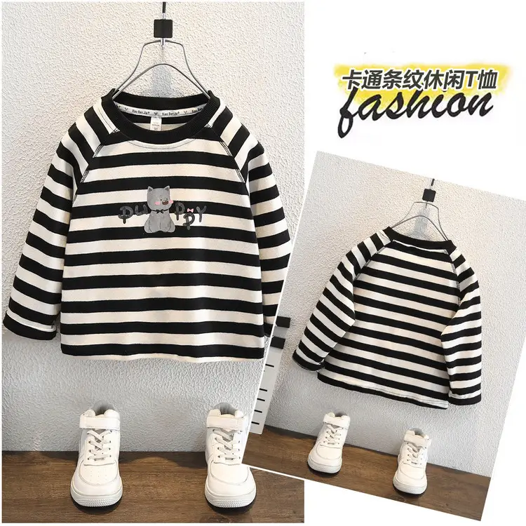 Boys Striped Cotton T-Shirt Spring Autumn Casual Baby Top - Image 2