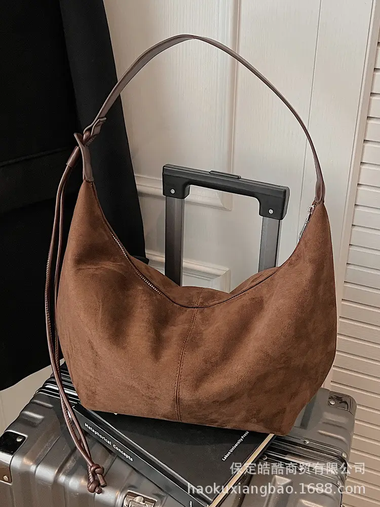 Suede Crossbody Bag Women Large Capacity Retro Frosted