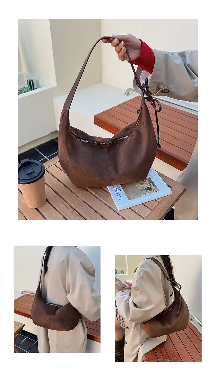 Suede Crossbody Bag Women Large Capacity Retro Frosted — feature 12