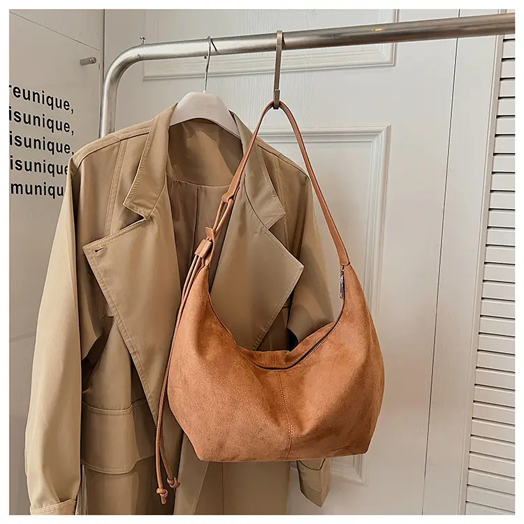 Suede Crossbody Bag Women Large Capacity Retro Frosted — feature 15