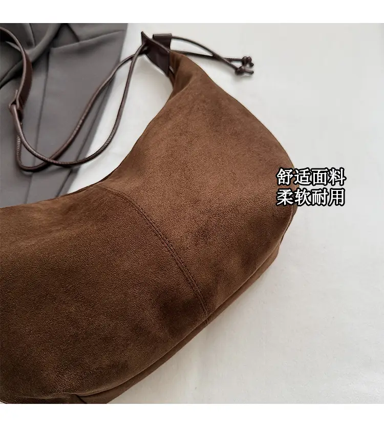 Suede Crossbody Bag Women Large Capacity Retro Frosted — feature 2