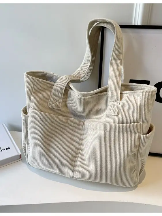 Black Canvas Shoulder Bag Large Capacity Casual Tote - Image 9