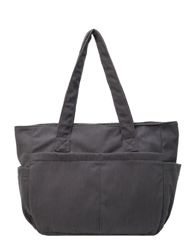 Black Canvas Shoulder Bag Large Capacity Casual Tote - Image 10