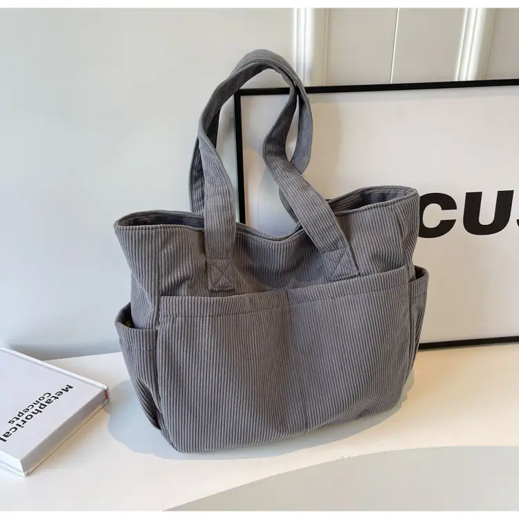 Black Canvas Shoulder Bag Large Capacity Casual Tote — feature 15