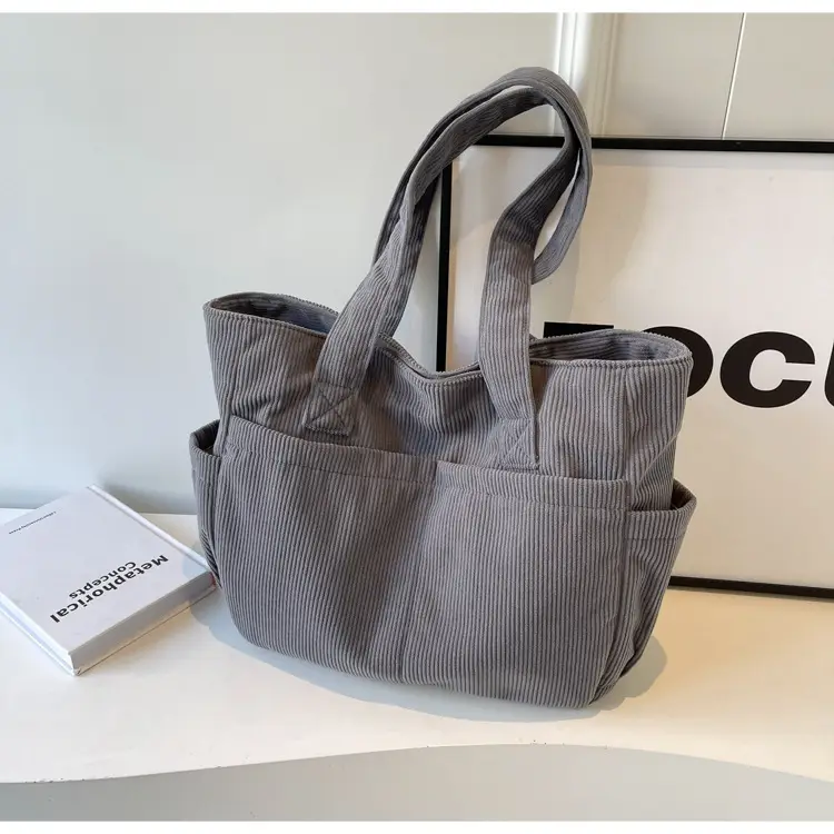 Black Canvas Shoulder Bag Large Capacity Casual Tote — feature 16