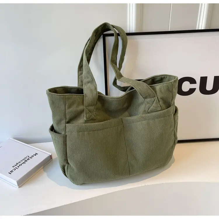 Black Canvas Shoulder Bag Large Capacity Casual Tote — feature 17