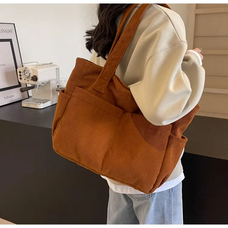 Black Canvas Shoulder Bag Large Capacity Casual Tote — feature 25