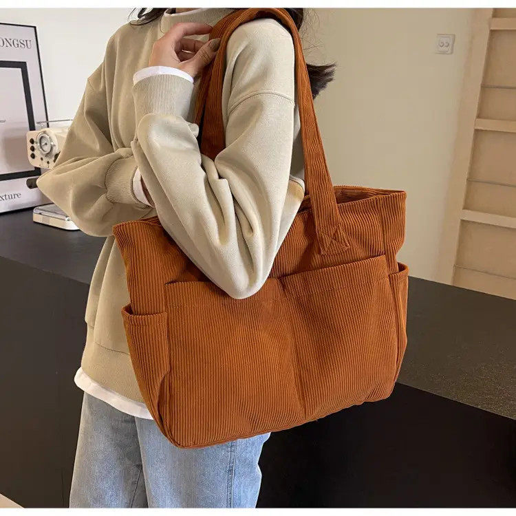 Black Canvas Shoulder Bag Large Capacity Casual Tote — feature 26
