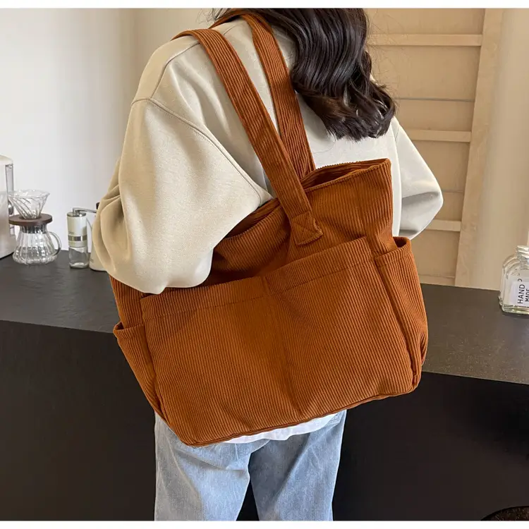Black Canvas Shoulder Bag Large Capacity Casual Tote — feature 27