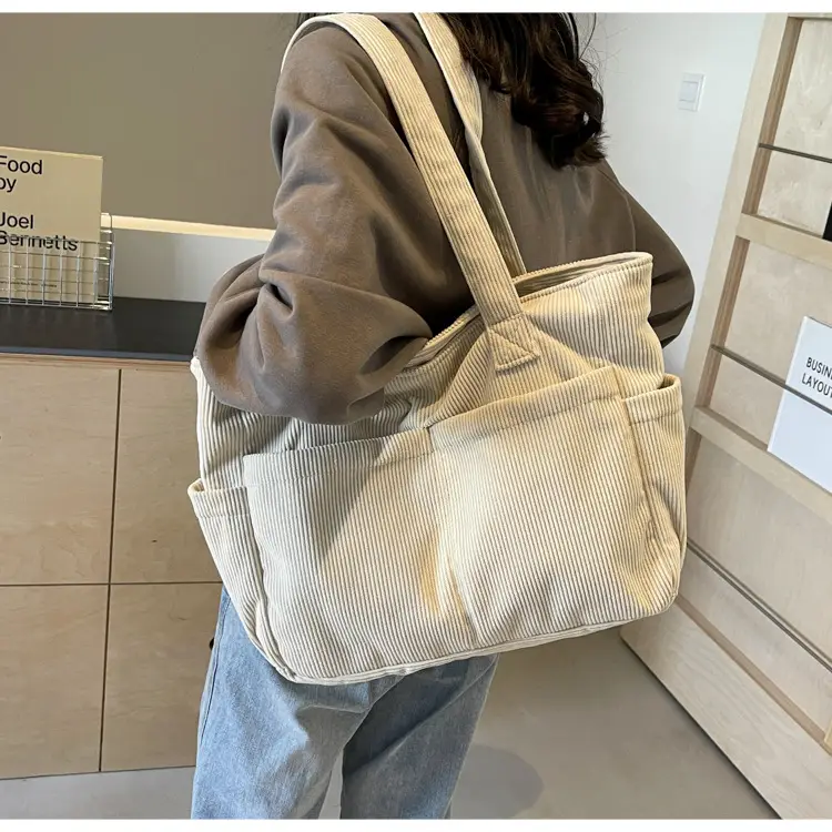 Black Canvas Shoulder Bag Large Capacity Casual Tote — feature 33