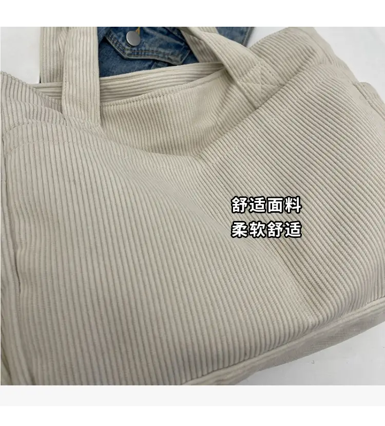 Black Canvas Shoulder Bag Large Capacity Casual Tote — feature 5