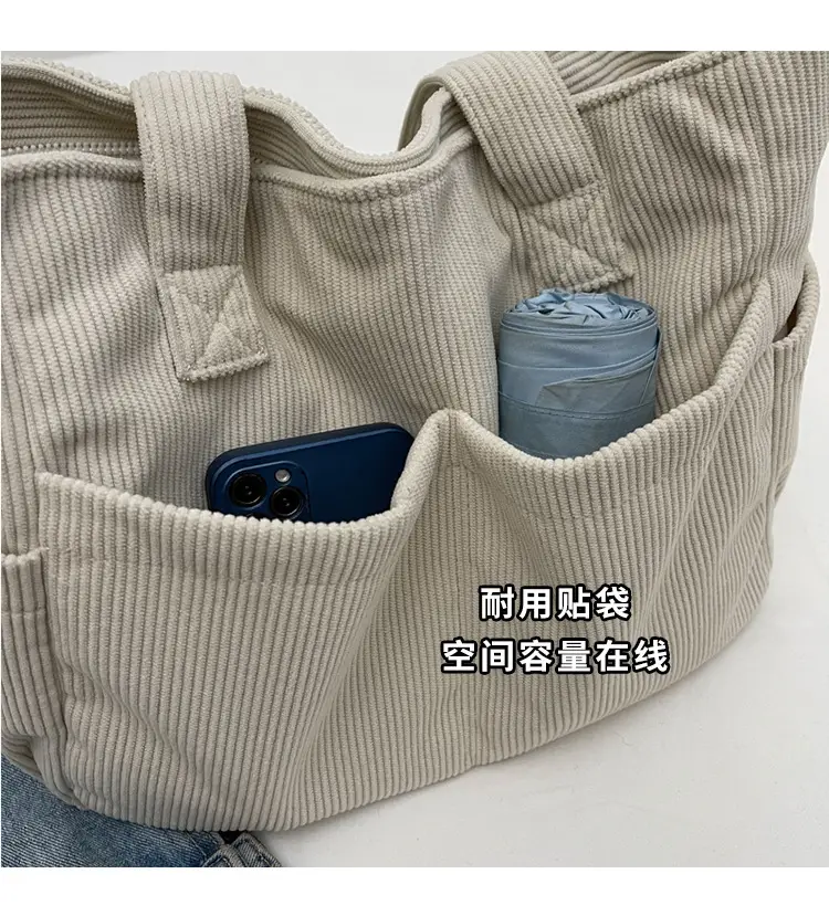 Black Canvas Shoulder Bag Large Capacity Casual Tote — feature 6