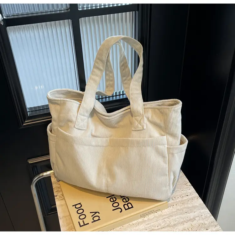 Black Canvas Shoulder Bag Large Capacity Casual Tote - Image 2