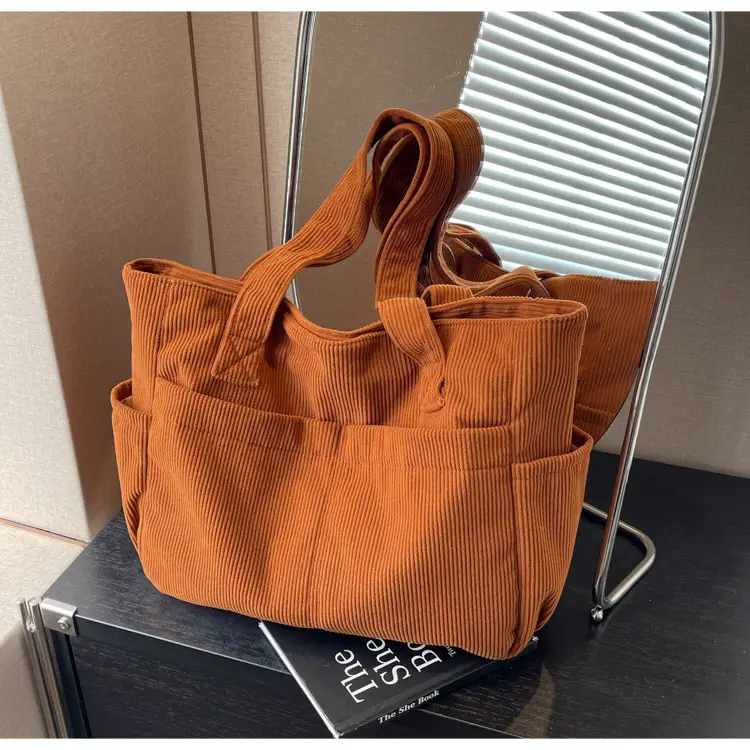 Black Canvas Shoulder Bag Large Capacity Casual Tote - Image 4