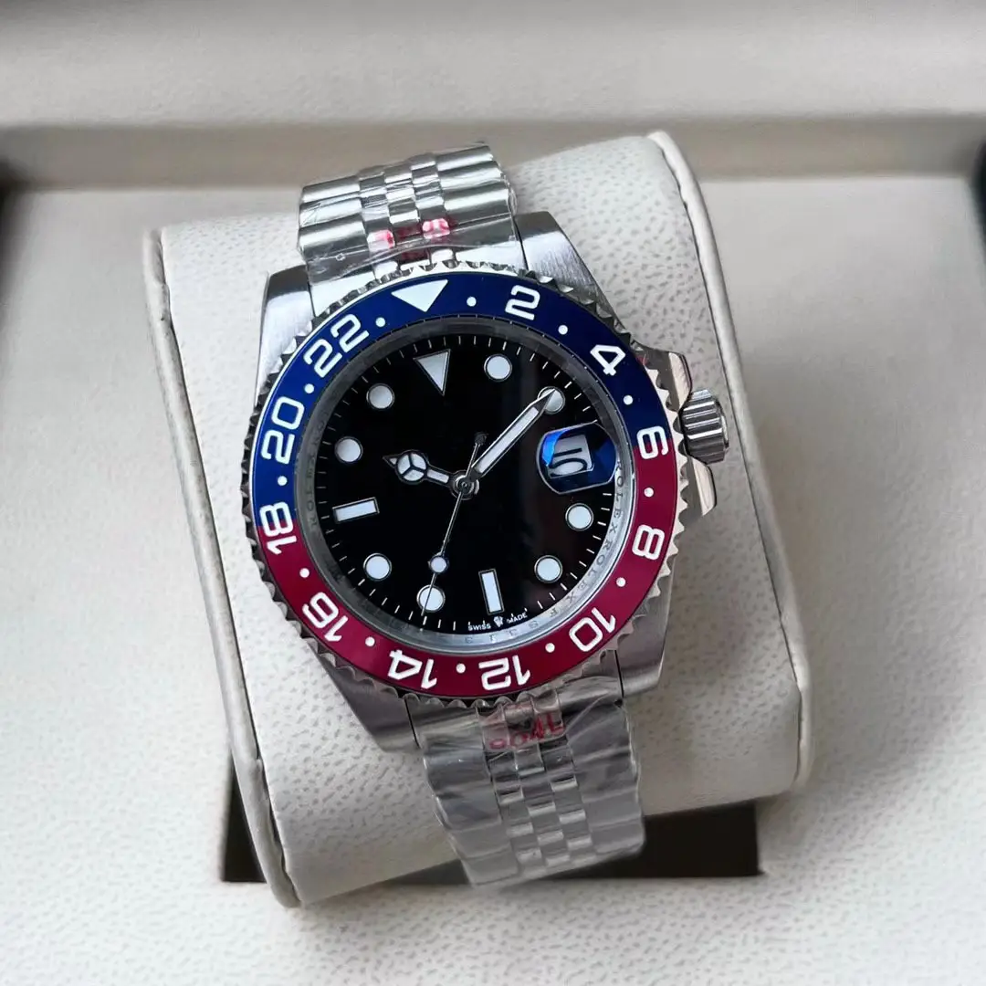 New Hot-Selling Green, Black and Blue Multi-Color Laojia Submariner Same Style Water Ghost Steel Strap Luminous Waterproof Quartz Movement Watch