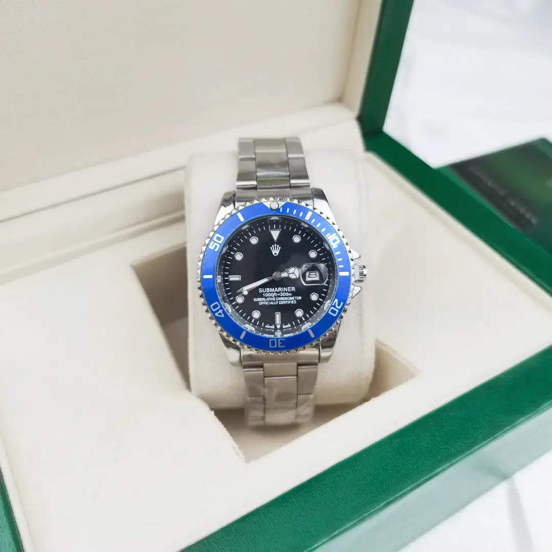 New Hot-Selling Green, Black and Blue Multi-Color Laojia Submariner Same Style Water Ghost Steel Strap Luminous Waterproof Quartz Movement Watch