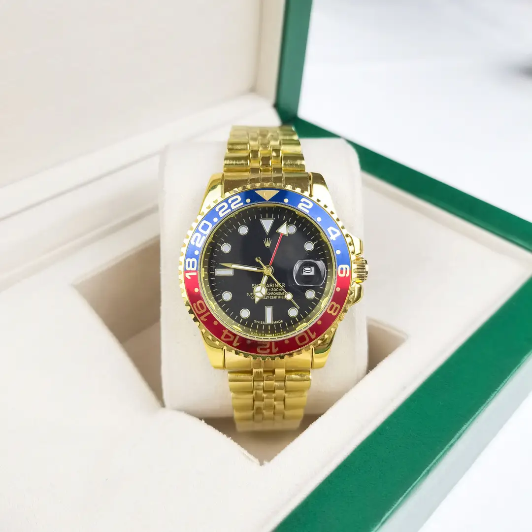 New Hot-Selling Green, Black and Blue Multi-Color Laojia Submariner Same Style Water Ghost Steel Strap Luminous Waterproof Quartz Movement Watch
