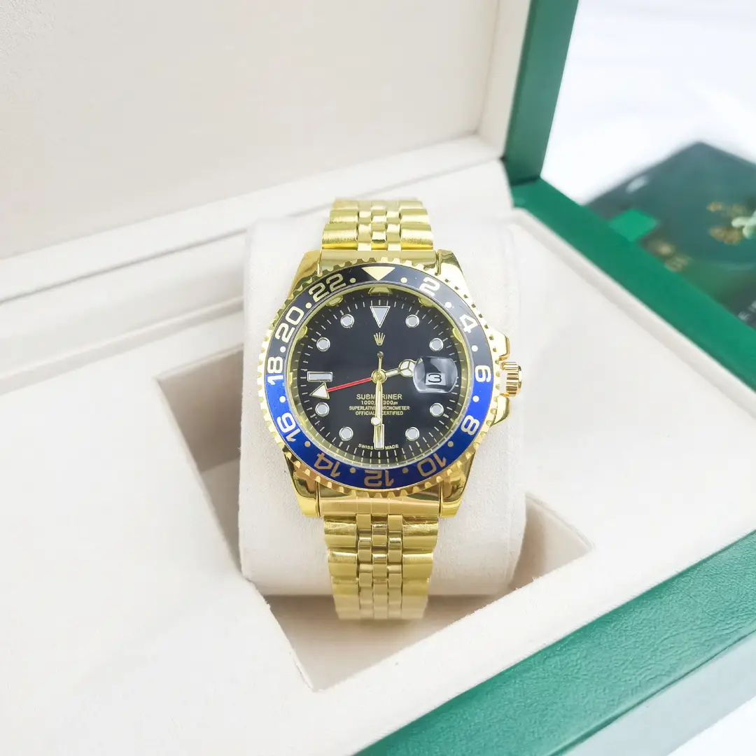 New Hot-Selling Green, Black and Blue Multi-Color Laojia Submariner Same Style Water Ghost Steel Strap Luminous Waterproof Quartz Movement Watch