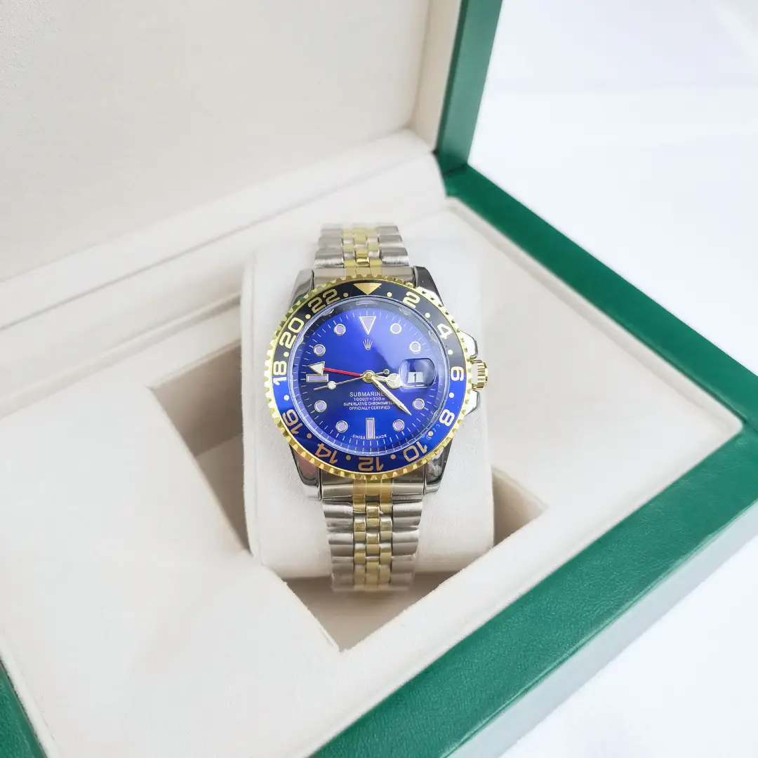 New Hot-Selling Green, Black and Blue Multi-Color Laojia Submariner Same Style Water Ghost Steel Strap Luminous Waterproof Quartz Movement Watch