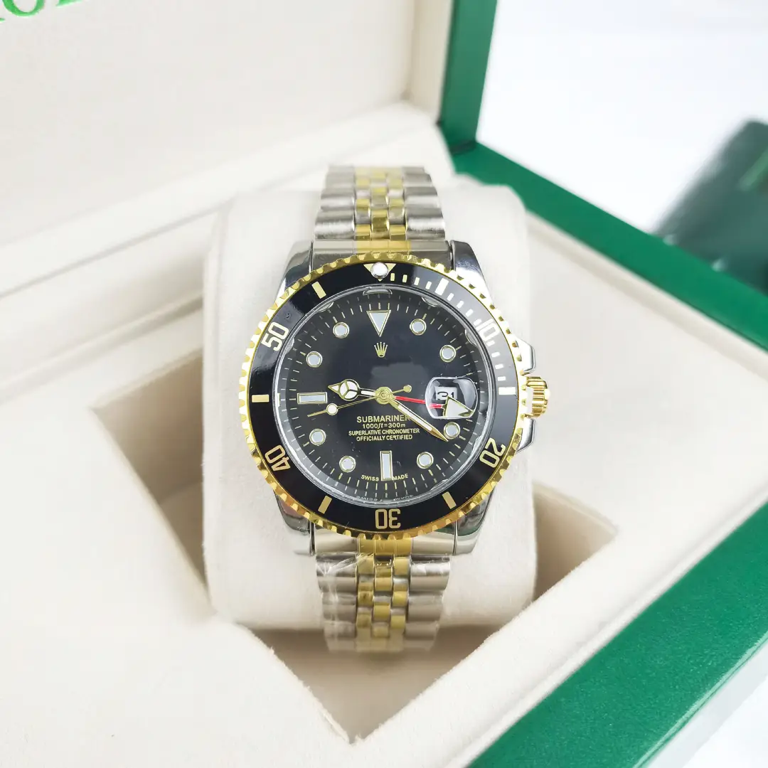 New Hot-Selling Green, Black and Blue Multi-Color Laojia Submariner Same Style Water Ghost Steel Strap Luminous Waterproof Quartz Movement Watch