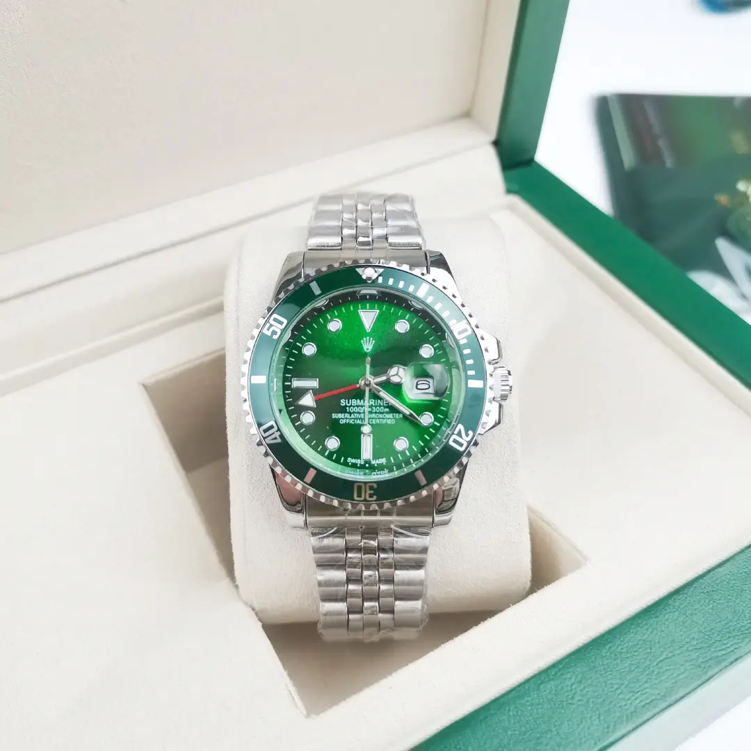 New Hot-Selling Green, Black and Blue Multi-Color Laojia Submariner Same Style Water Ghost Steel Strap Luminous Waterproof Quartz Movement Watch
