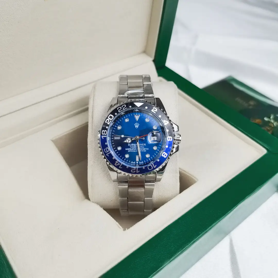 New Hot-Selling Green, Black and Blue Multi-Color Laojia Submariner Same Style Water Ghost Steel Strap Luminous Waterproof Quartz Movement Watch