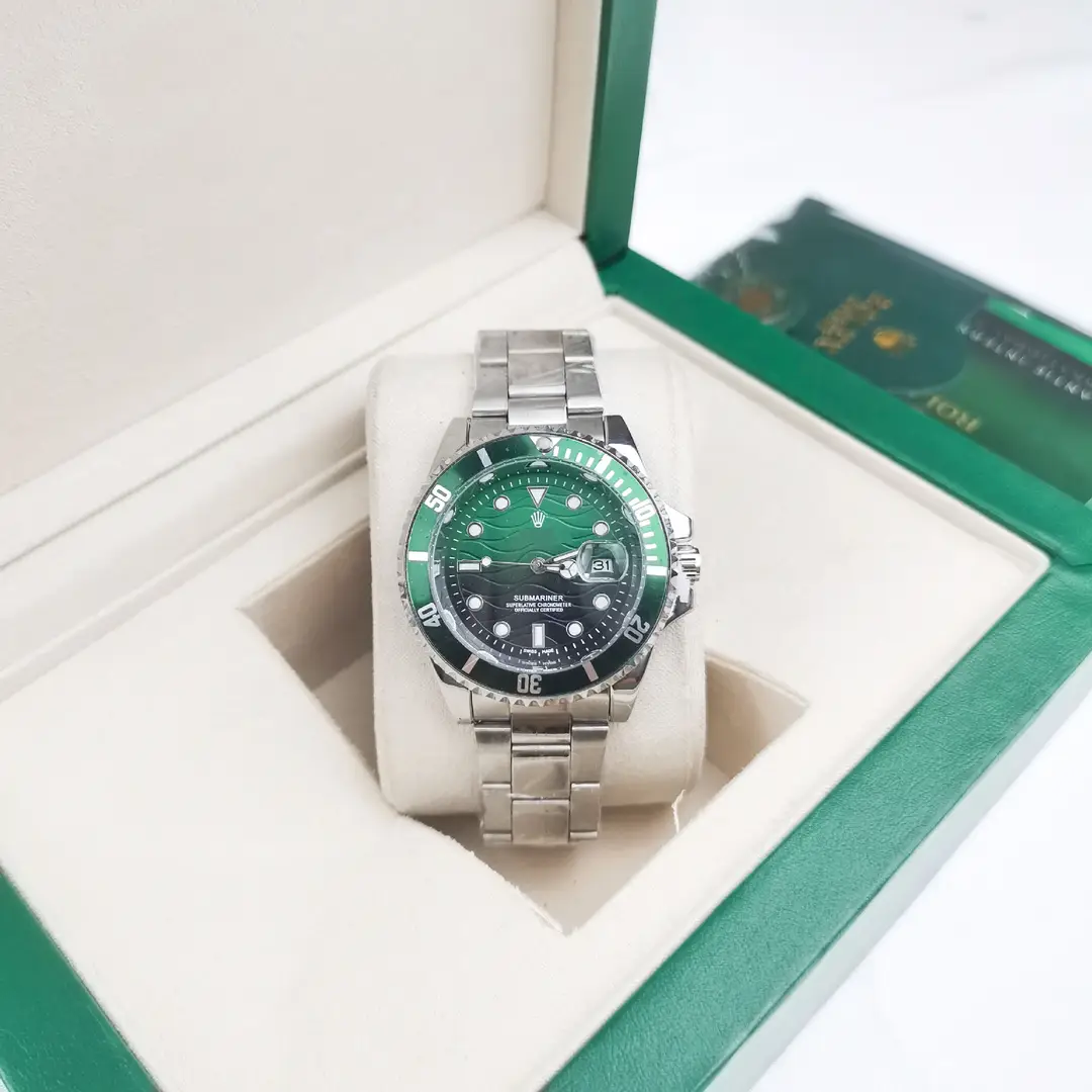 New Hot-Selling Green, Black and Blue Multi-Color Laojia Submariner Same Style Water Ghost Steel Strap Luminous Waterproof Quartz Movement Watch