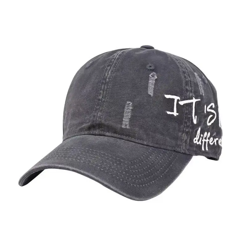 Vintage Distressed Denim Baseball Cap for Men Women Wide Brim - Image 10
