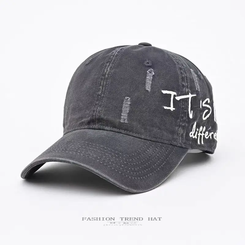 Vintage Distressed Denim Baseball Cap for Men Women Wide Brim - Image 12