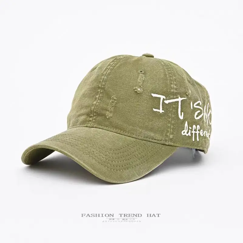 Vintage Distressed Denim Baseball Cap for Men Women Wide Brim - Image 13