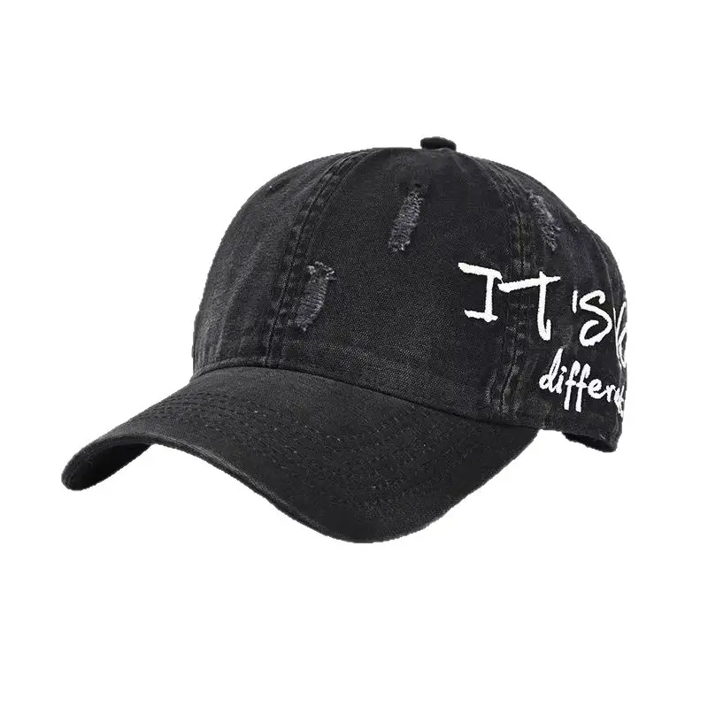 Vintage Distressed Denim Baseball Cap for Men Women Wide Brim - Image 14