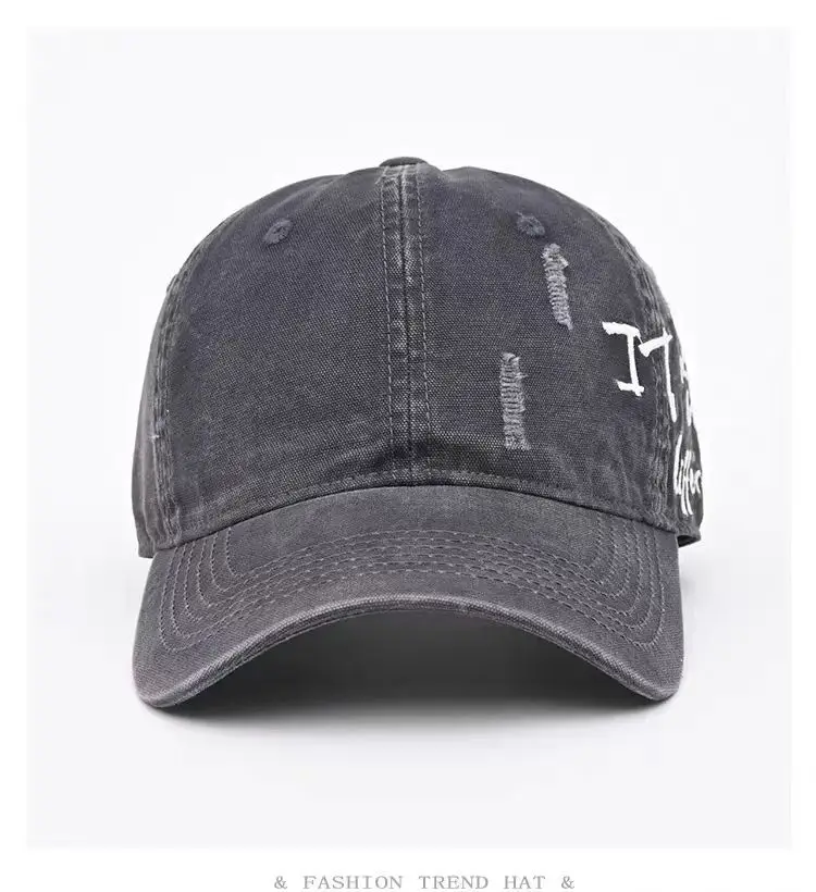 Vintage Distressed Denim Baseball Cap for Men Women Wide Brim — feature 12
