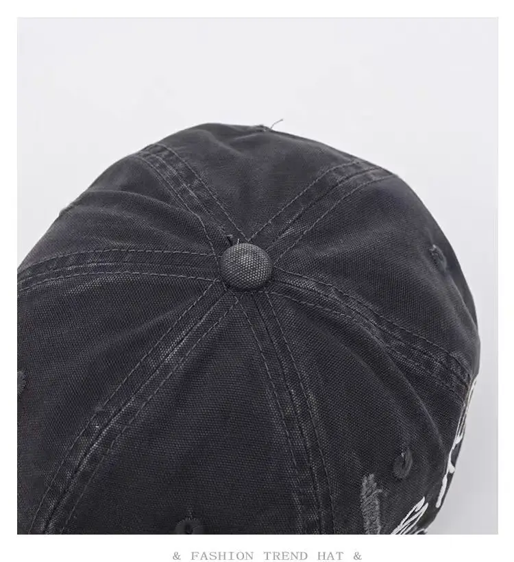 Vintage Distressed Denim Baseball Cap for Men Women Wide Brim — feature 14