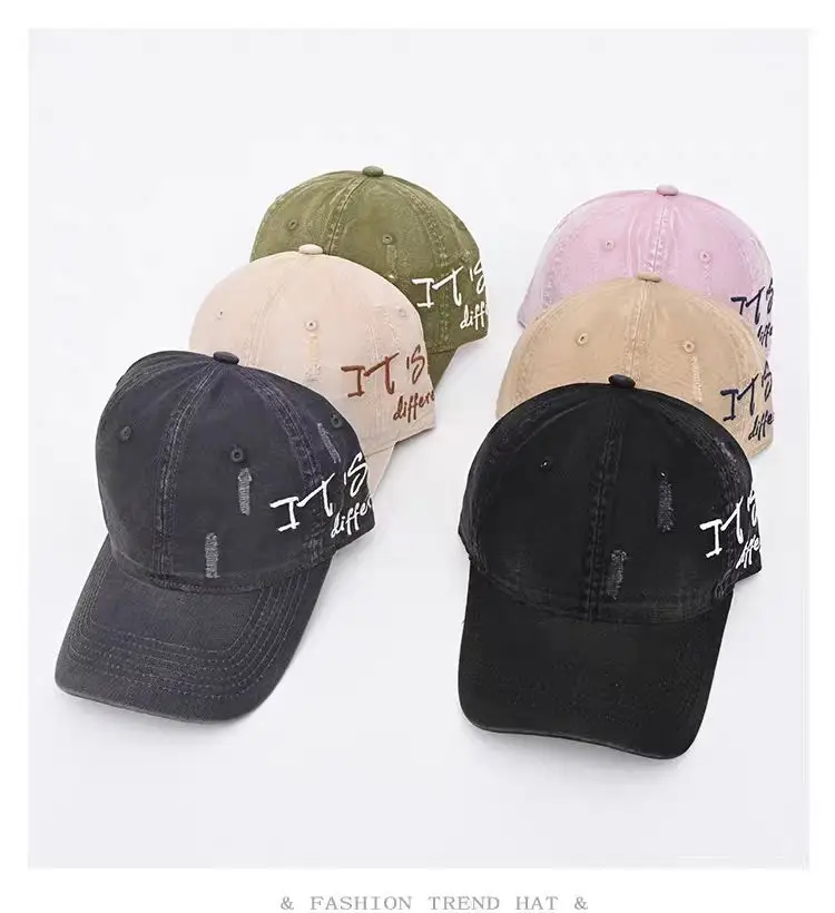 Vintage Distressed Denim Baseball Cap for Men Women Wide Brim — feature 2