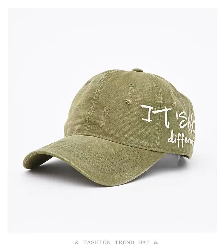 Vintage Distressed Denim Baseball Cap for Men Women Wide Brim — feature 3