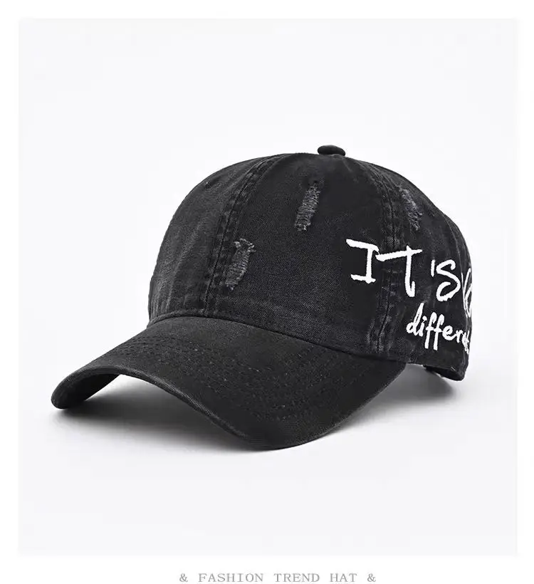 Vintage Distressed Denim Baseball Cap for Men Women Wide Brim — feature 5