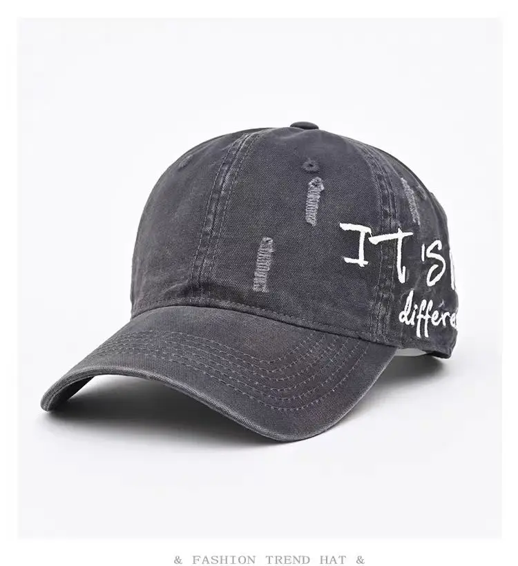 Vintage Distressed Denim Baseball Cap for Men Women Wide Brim — feature 7