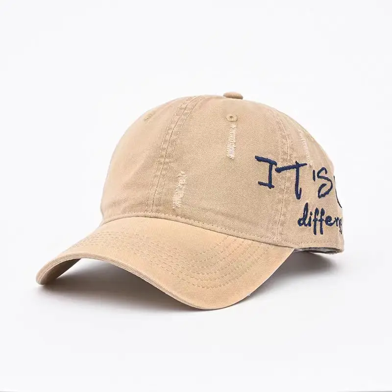 Vintage Distressed Denim Baseball Cap for Men Women Wide Brim - Image 3