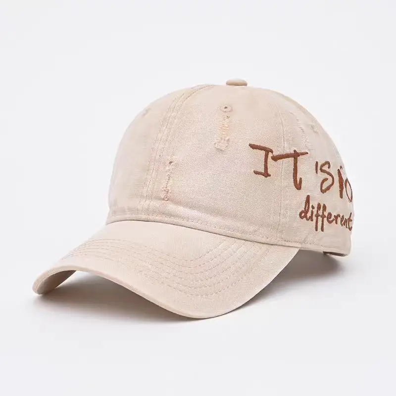 Vintage Distressed Denim Baseball Cap for Men Women Wide Brim - Image 4