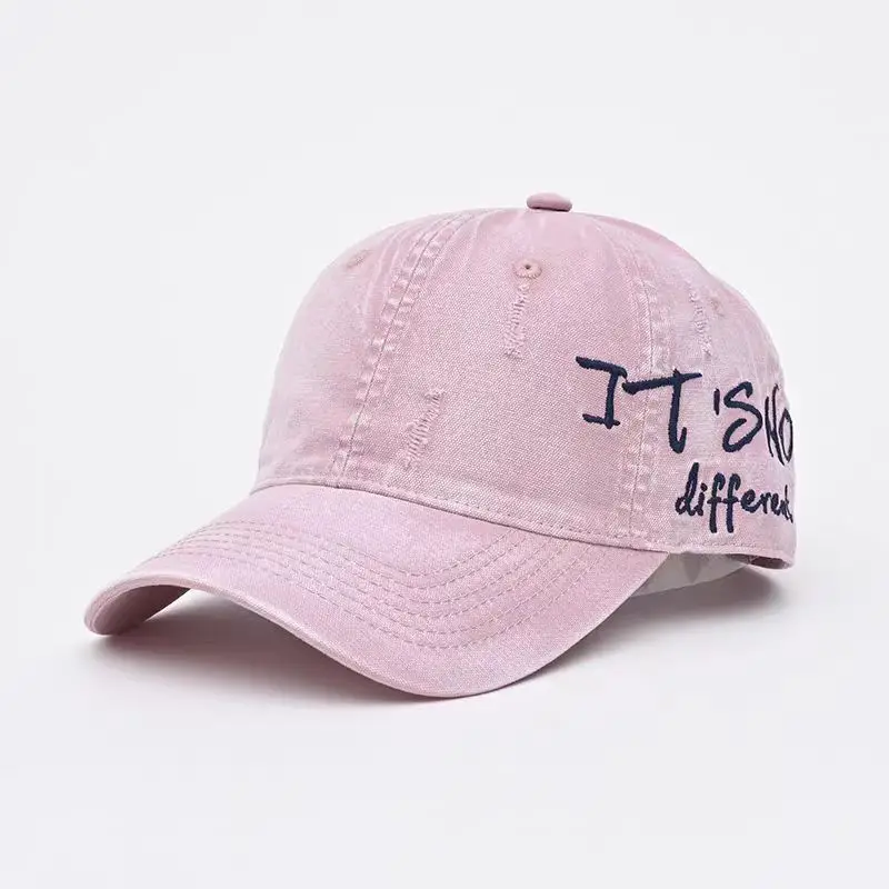 Vintage Distressed Denim Baseball Cap for Men Women Wide Brim - Image 6