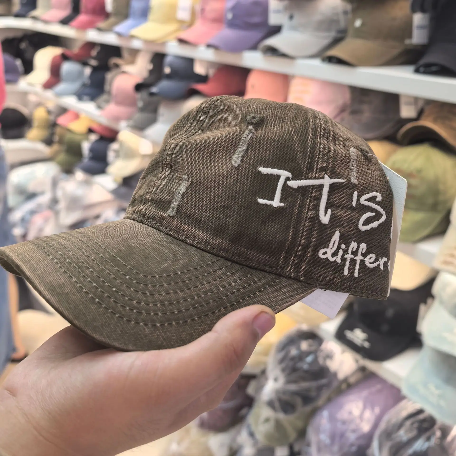 Vintage Distressed Denim Baseball Cap for Men Women Wide Brim - Image 7