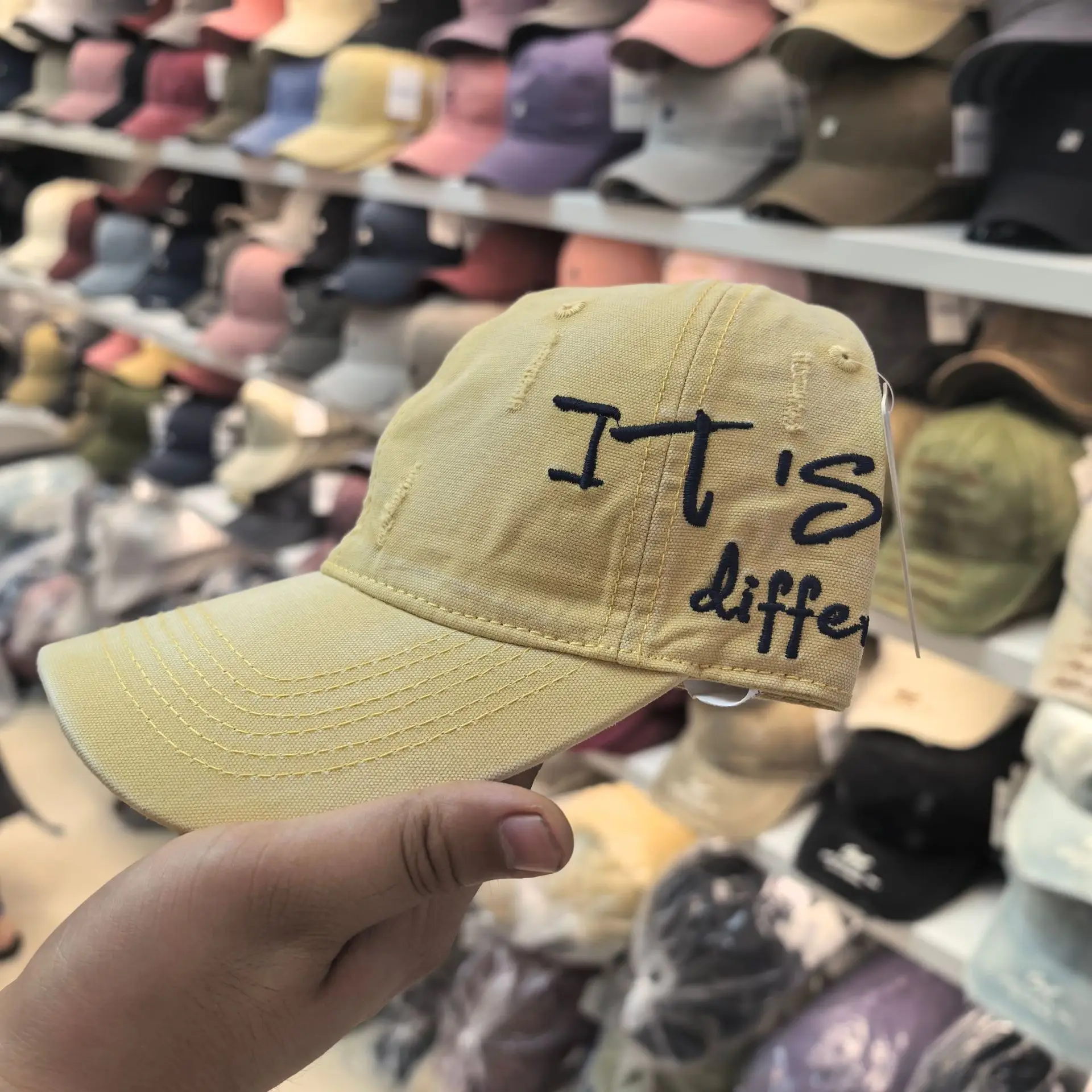 Vintage Distressed Denim Baseball Cap for Men Women Wide Brim - Image 8